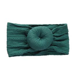 Emerald Cable Knit Bun Baby Headband