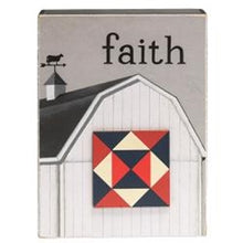 Load image into Gallery viewer, Faith, Family, Farming Quilt Star Box Sign, 3 asstd.